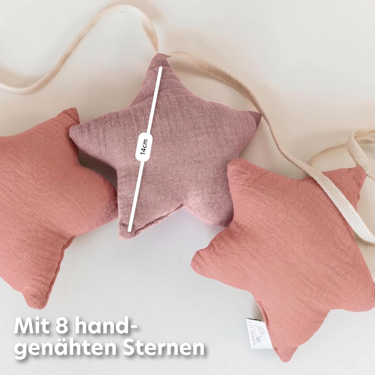 Sternenkette, Altrosa & Puderrosa Sterne ohne Goldapplikation