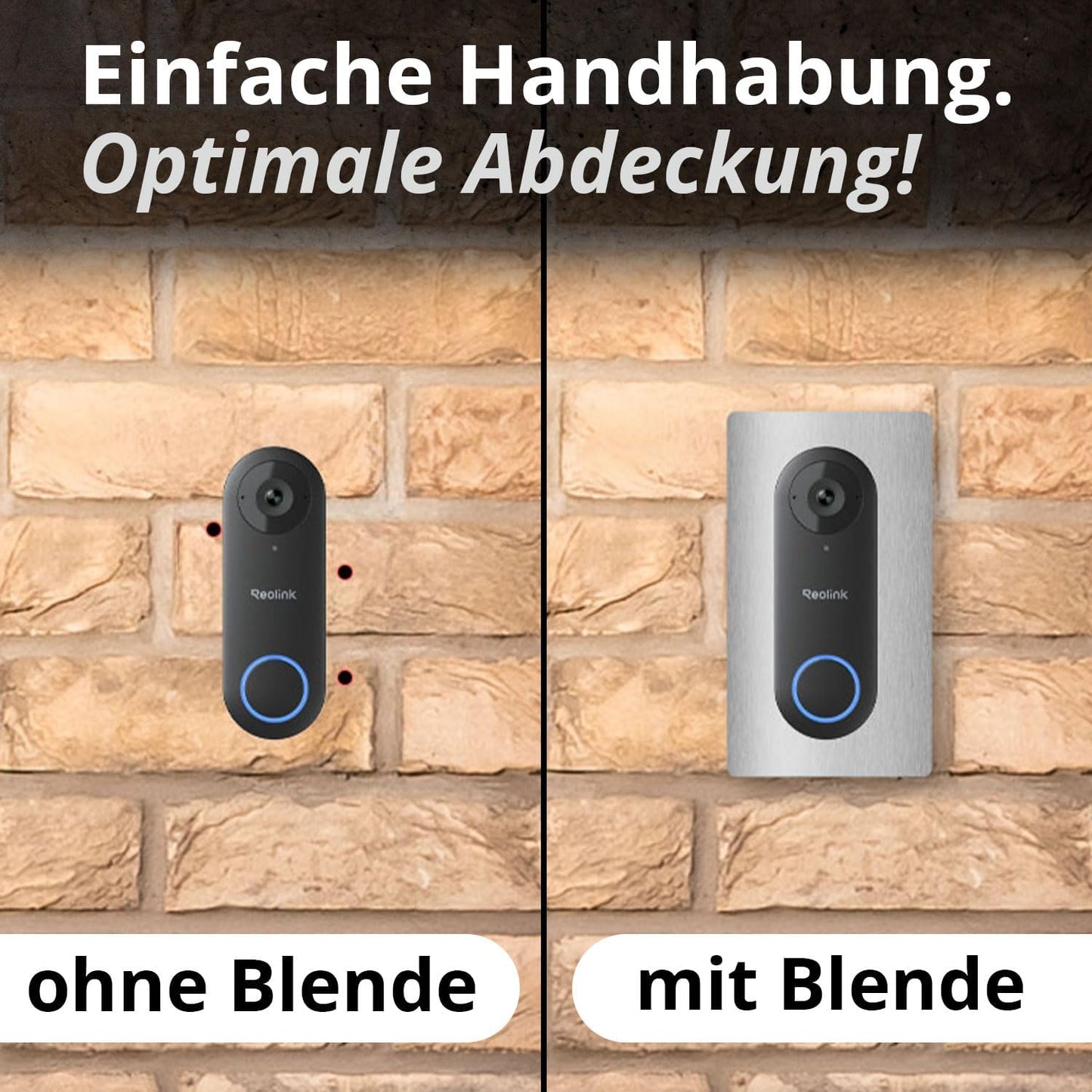 Blende für Akku-Videotürklingel, 90 x 160 mm / Edelstahl