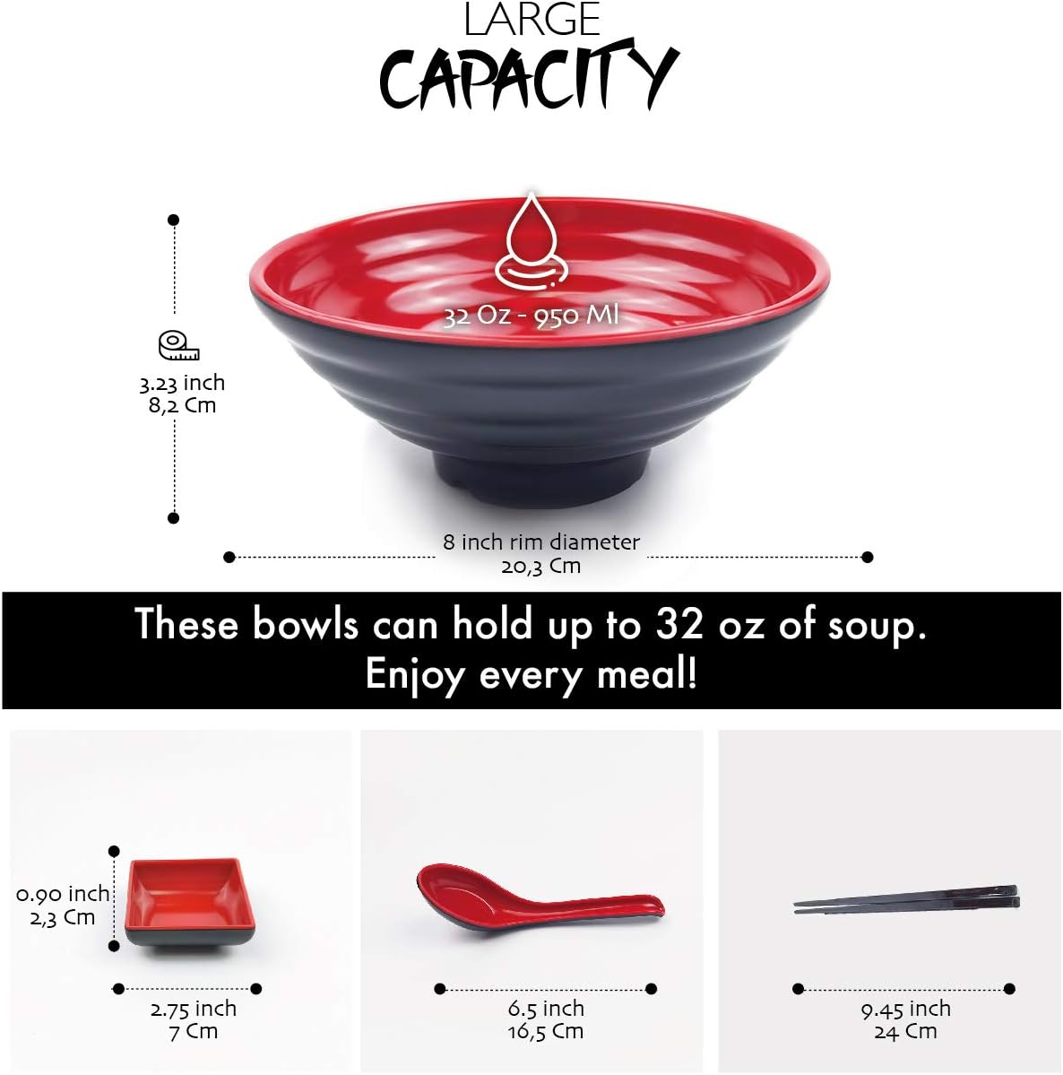 Ramen Schüssel Set, Rot 4
