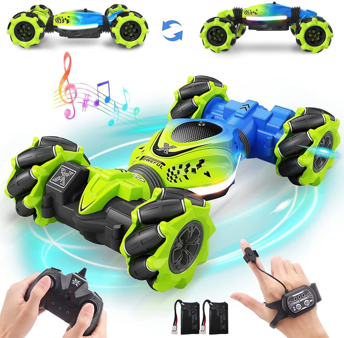 RC Stunt Car mit Handsteuerung, 4WD Offroad, #A Blau-grün Rc-stunt-auto