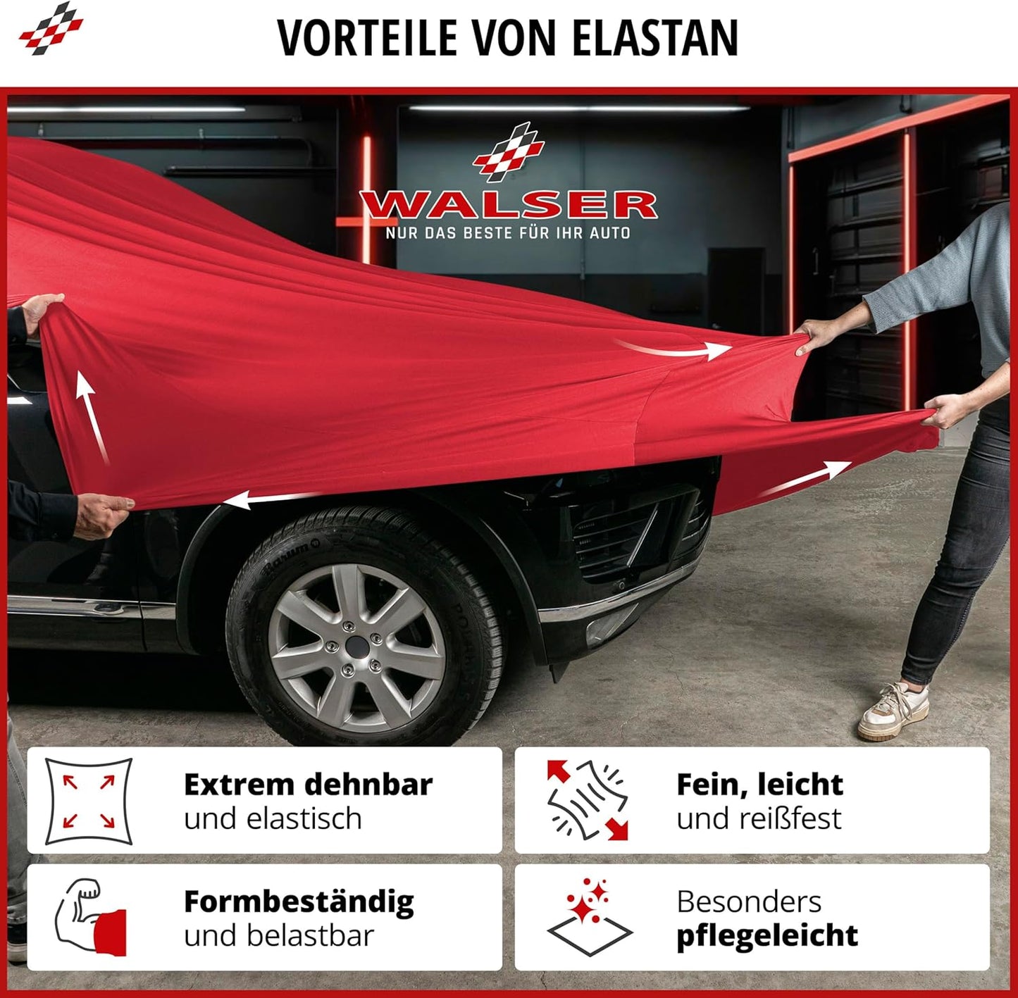 Autoabdeckung Indoor Stretch Plus M, M - rot, PKW