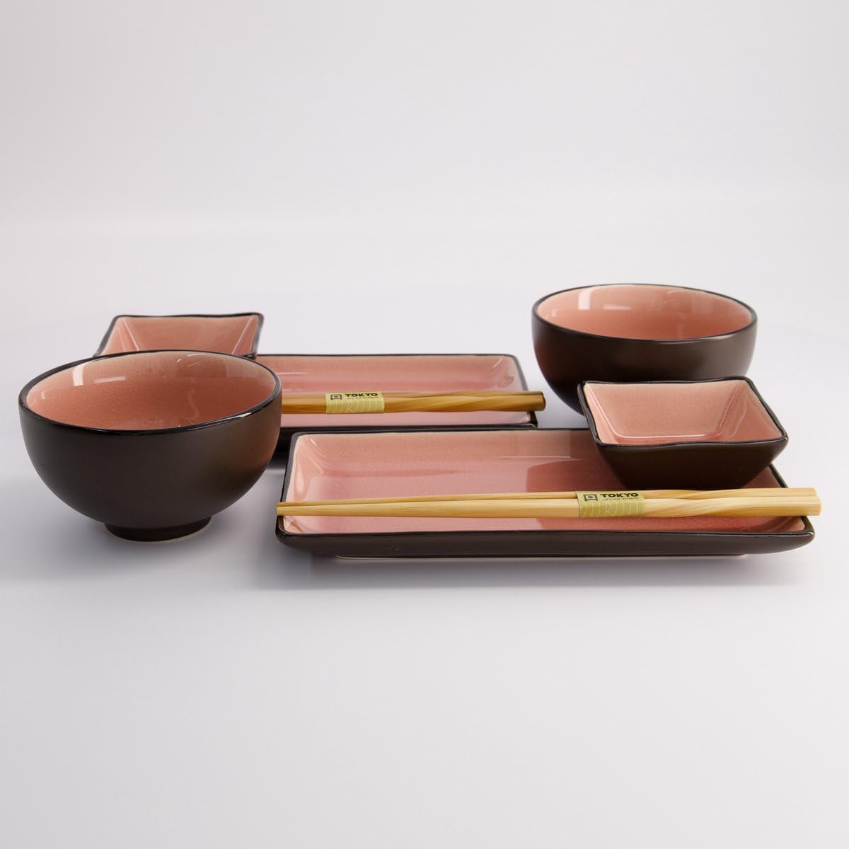 8-teiliges Sushi-Geschirrset mit Essstäbchen, Pink