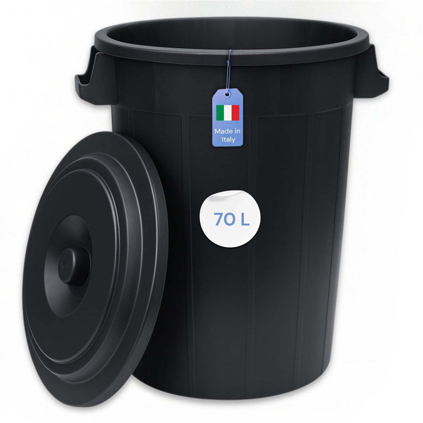 Mülltonne mit Deckel, Schwarz 70L