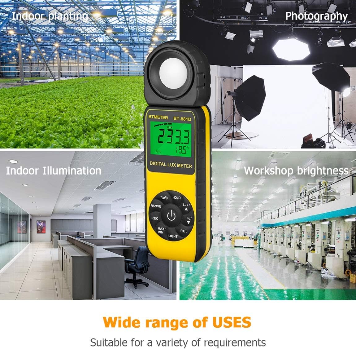 BT-881D Luxmeter mit drehbarem Sensor, BT881D (0.01~400,000 Lux)