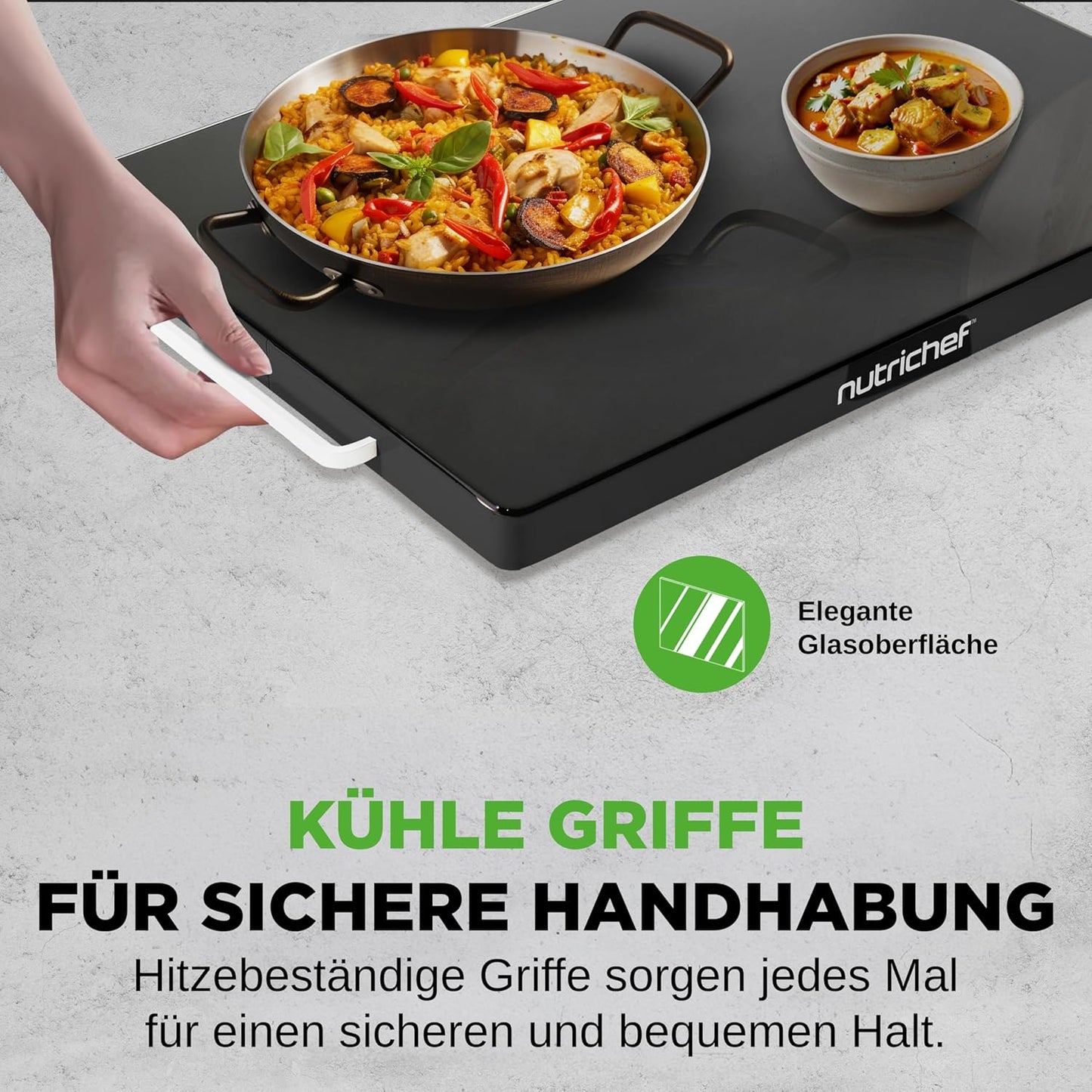 Elektrische Warmhalteplatte mit Temperaturregelung, Einheitsgrösse Schwarz