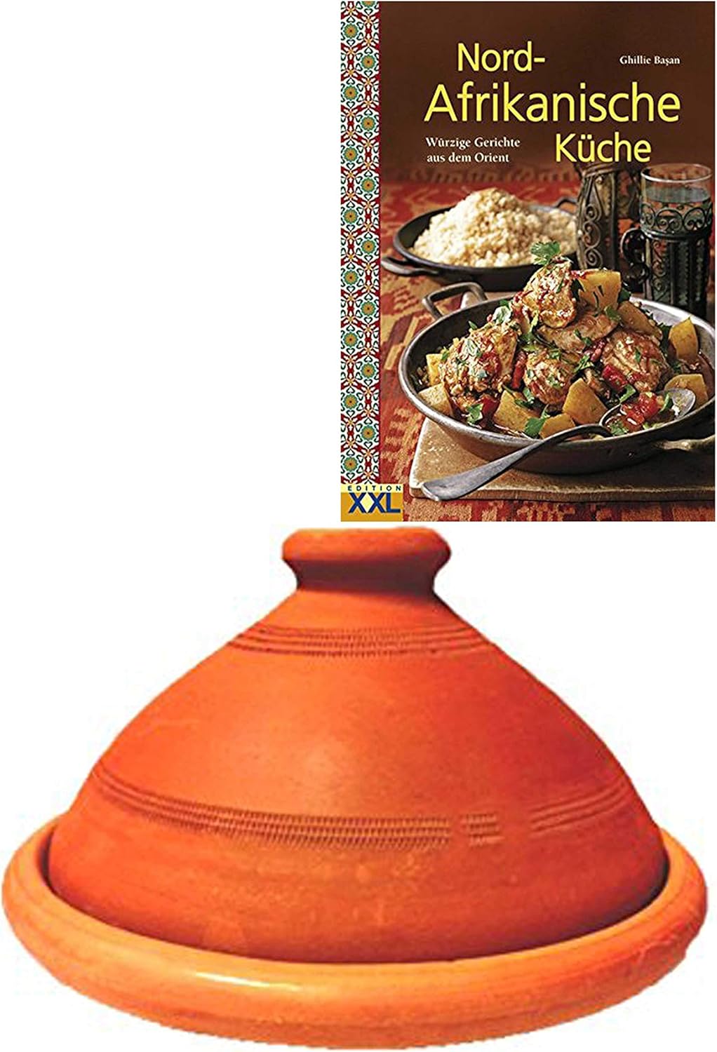 Marokkanischer Tajine-Topf inkl. Kochbuch, Ø 30cm, für 4-5 Personen