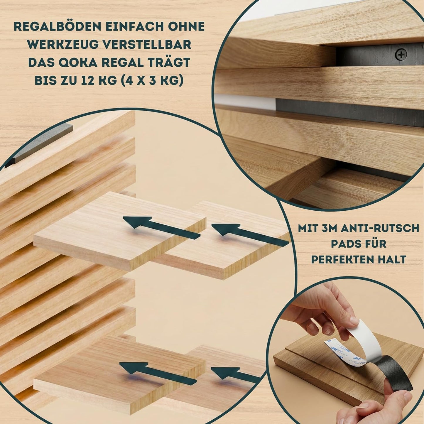 Modulares Wandregal-Set, Schwarz