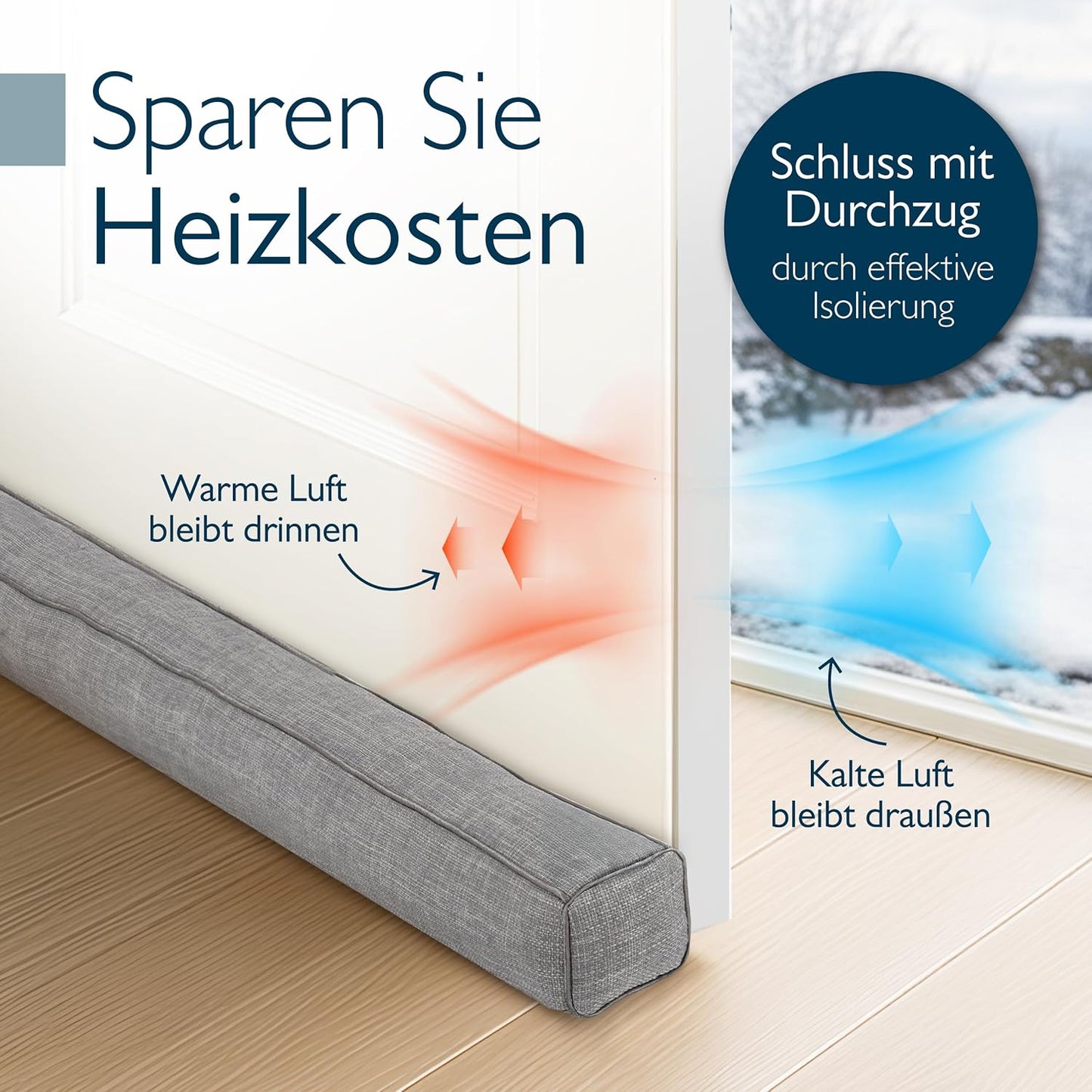 Zugluftstopper für Türen und Fenster, 90 cm, Grau 90 cm