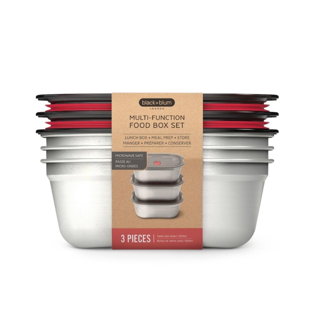 3-teiliges Lunchbox-Set, Eckig 3x 900ml