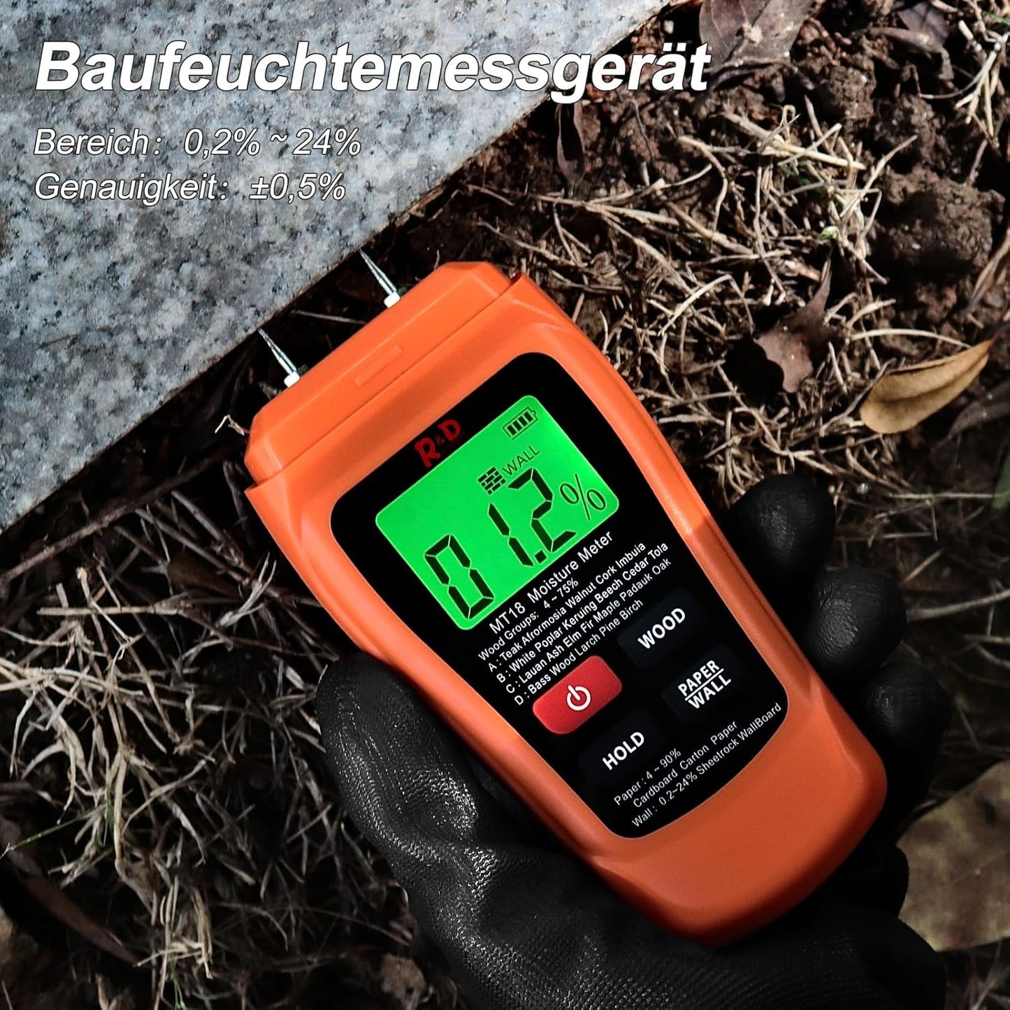 Feuchtigkeitsmessgerät DINSCOS MT18 mit 3 Modi, Stift-Typ