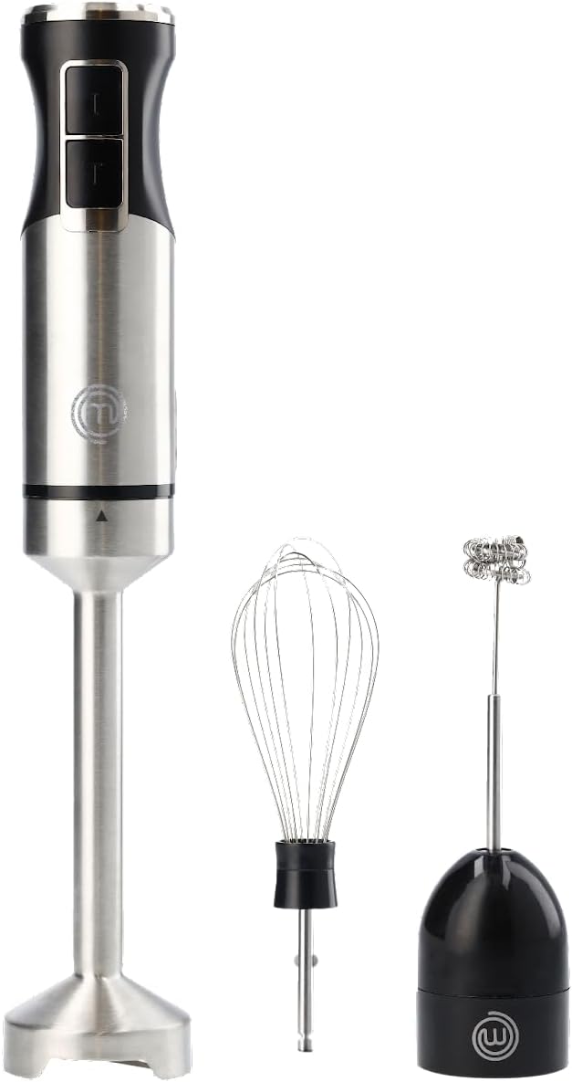 Stabmixer-Set mit Schneebesen & Milchaufschäumer, 3 in 1 (Edelstahl)