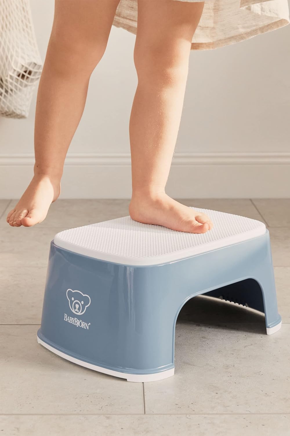 Tritthocker für Kinder, Graublau/Weiss