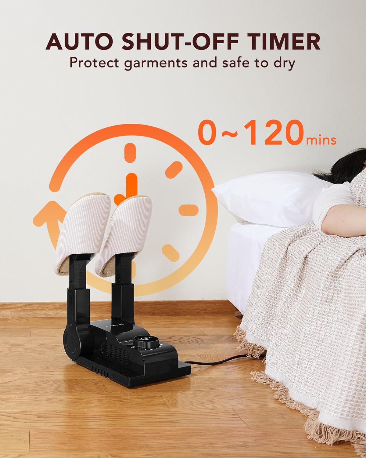Schuhtrockner, Automatische Abschaltuhr - Schwarz