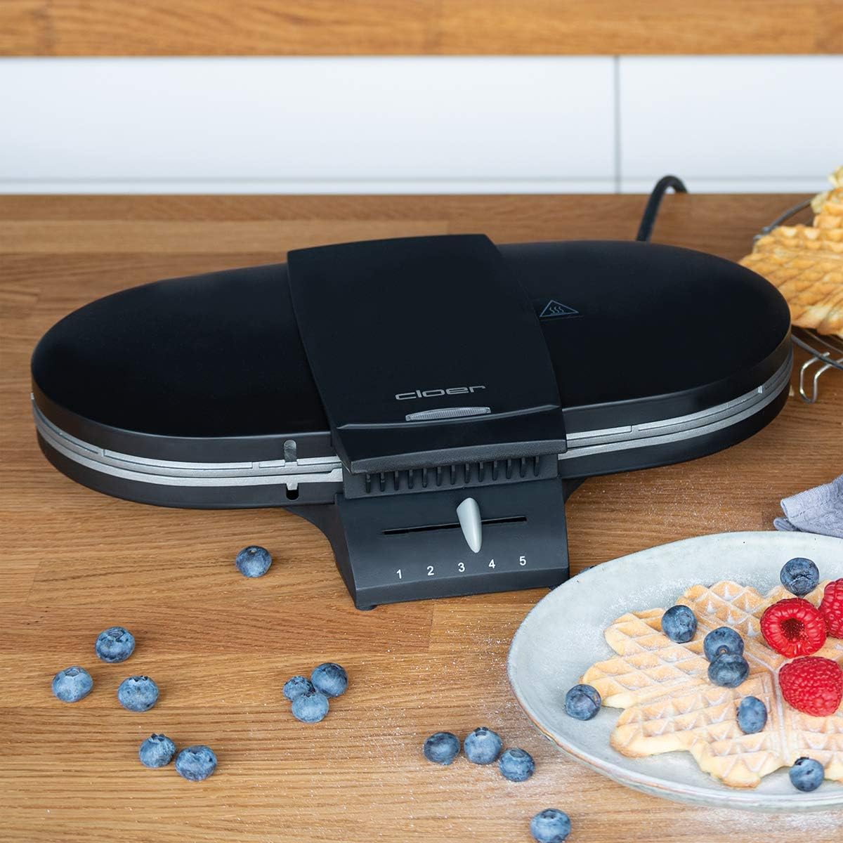 1320 Doppelwaffeleisen für zwei klassische Waffeln, Schwarz Single