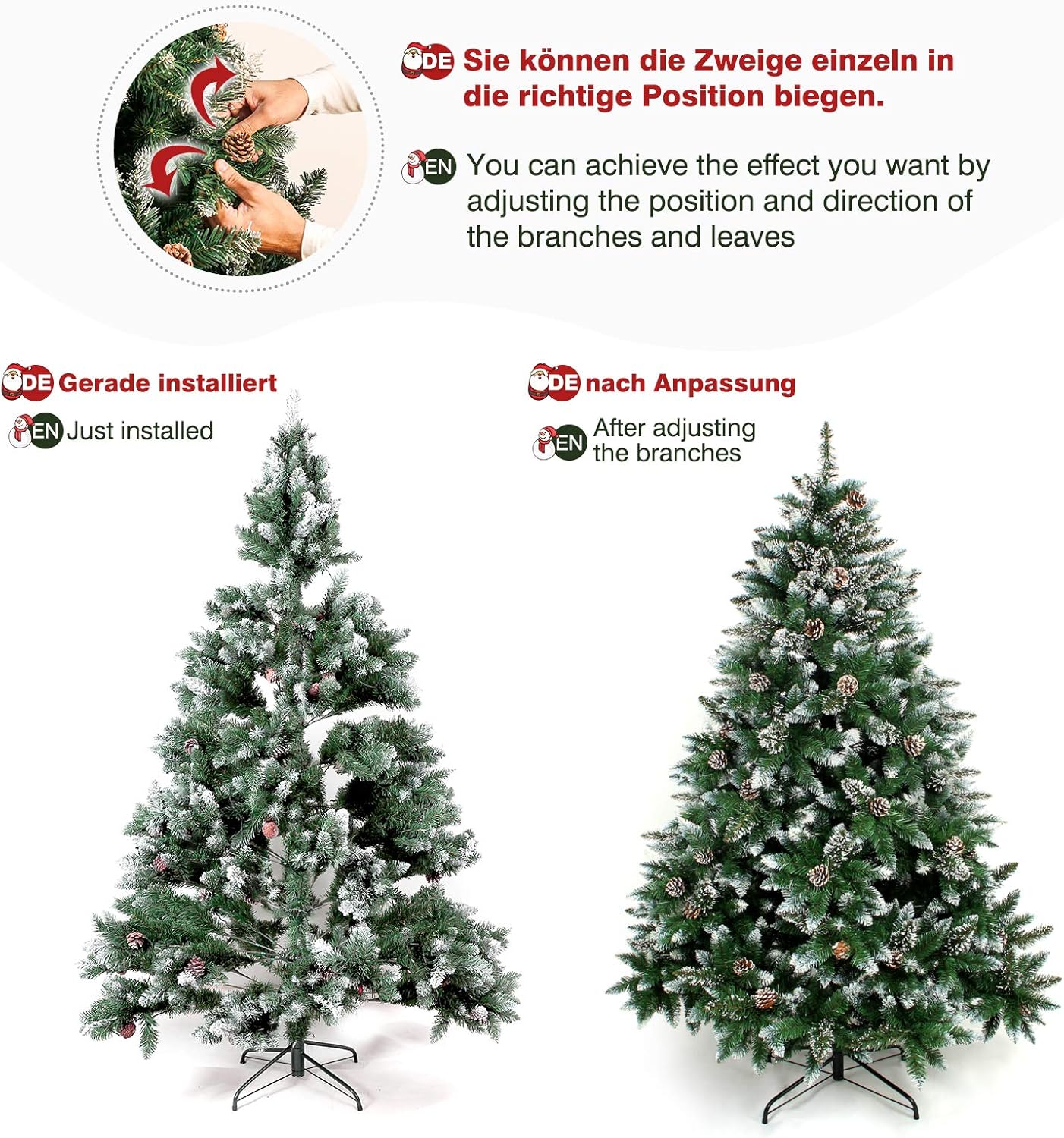 Künstlicher Weihnachtsbaum mit Kiefernzapfen, 180cm