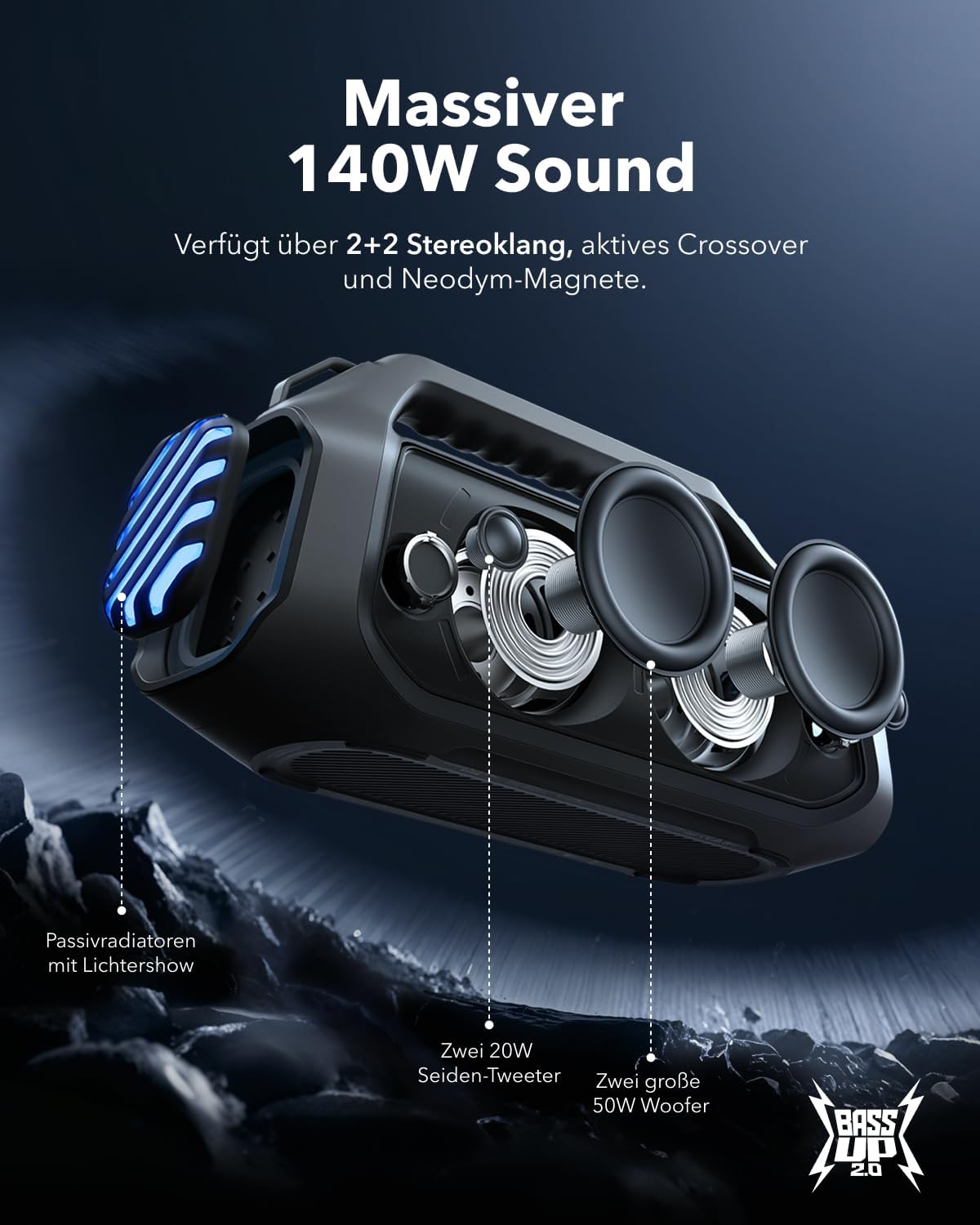 Boom 2 Plus Bluetooth-Lautsprecher, black