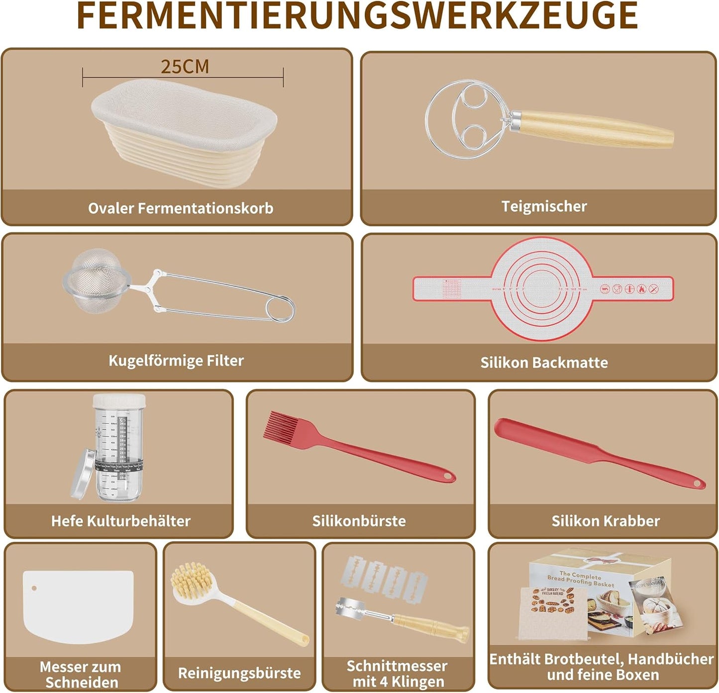 11-teiliges Sauerteig-Starter-Set, 11-teiliges Brotstarter-Set