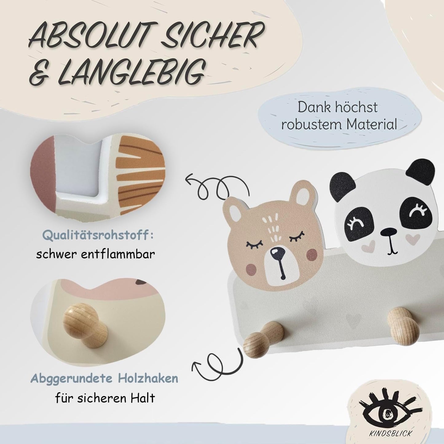 Kindergarderobe mit Poster, Beige
