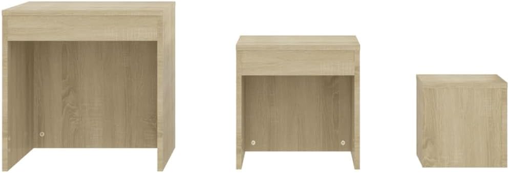 3-teiliges Satztische-Set, Braun