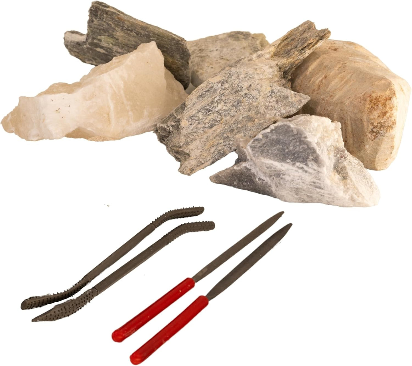 Speckstein Set mit 2 Feilen und Raspeln, Specksteine (1 kg) und Werkzeug