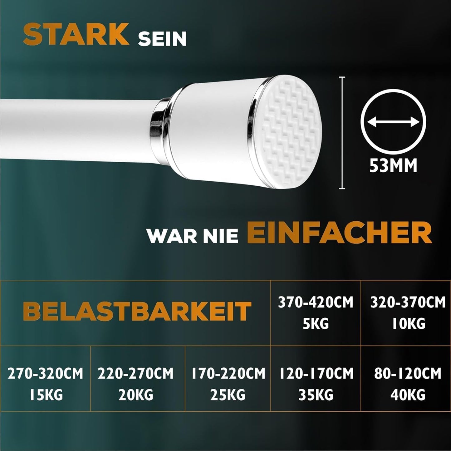 Klemmstange für Dusche, 87-120 cm Weiss