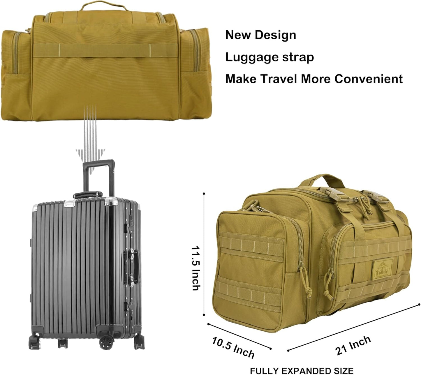 Sporttasche für Fitness und Reisen, 43L Khaki