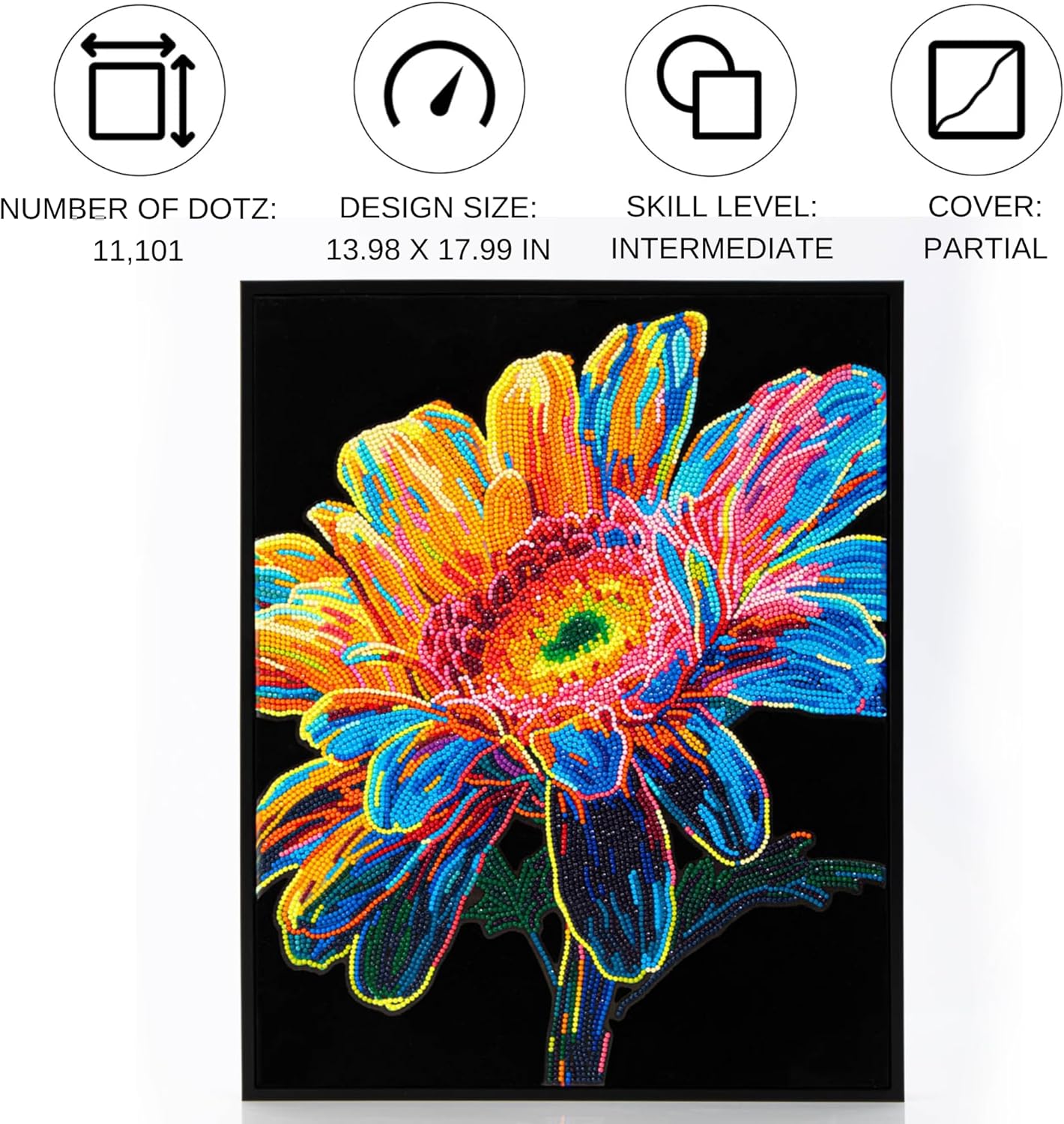 5D Diamond Painting Set Neon Gerbera