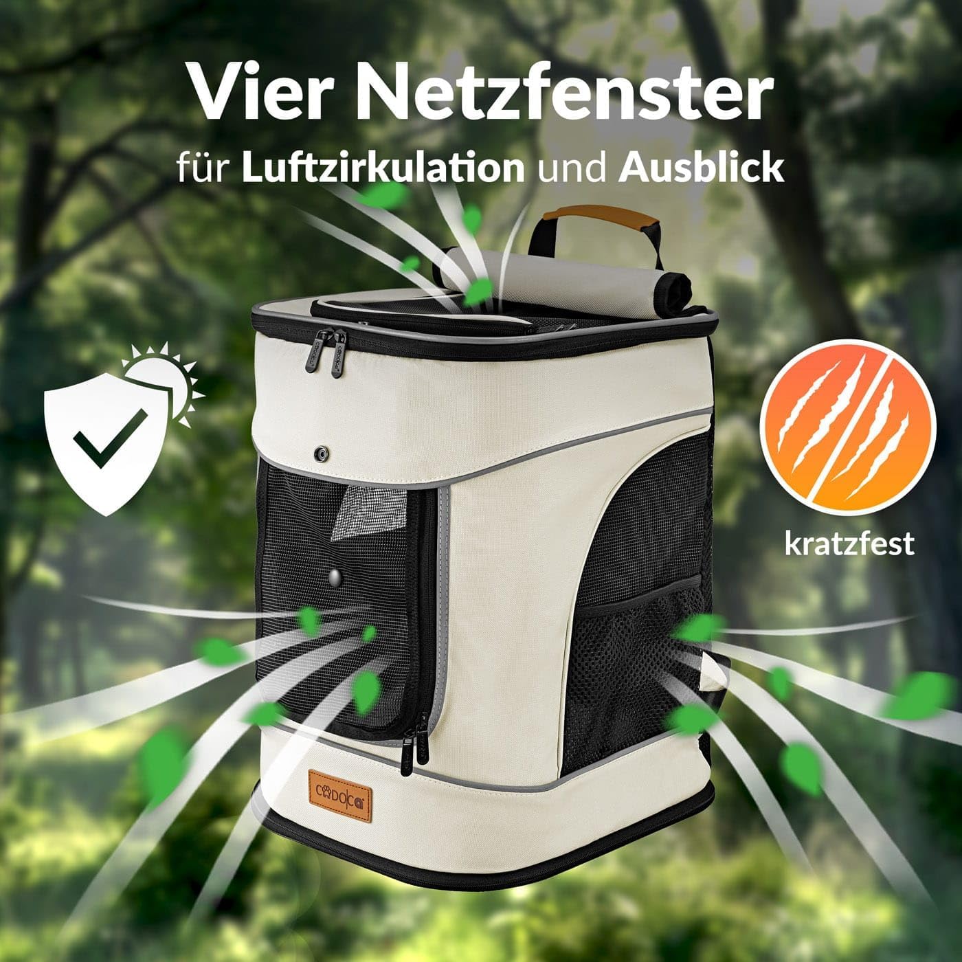 Haustierrucksack, Beige