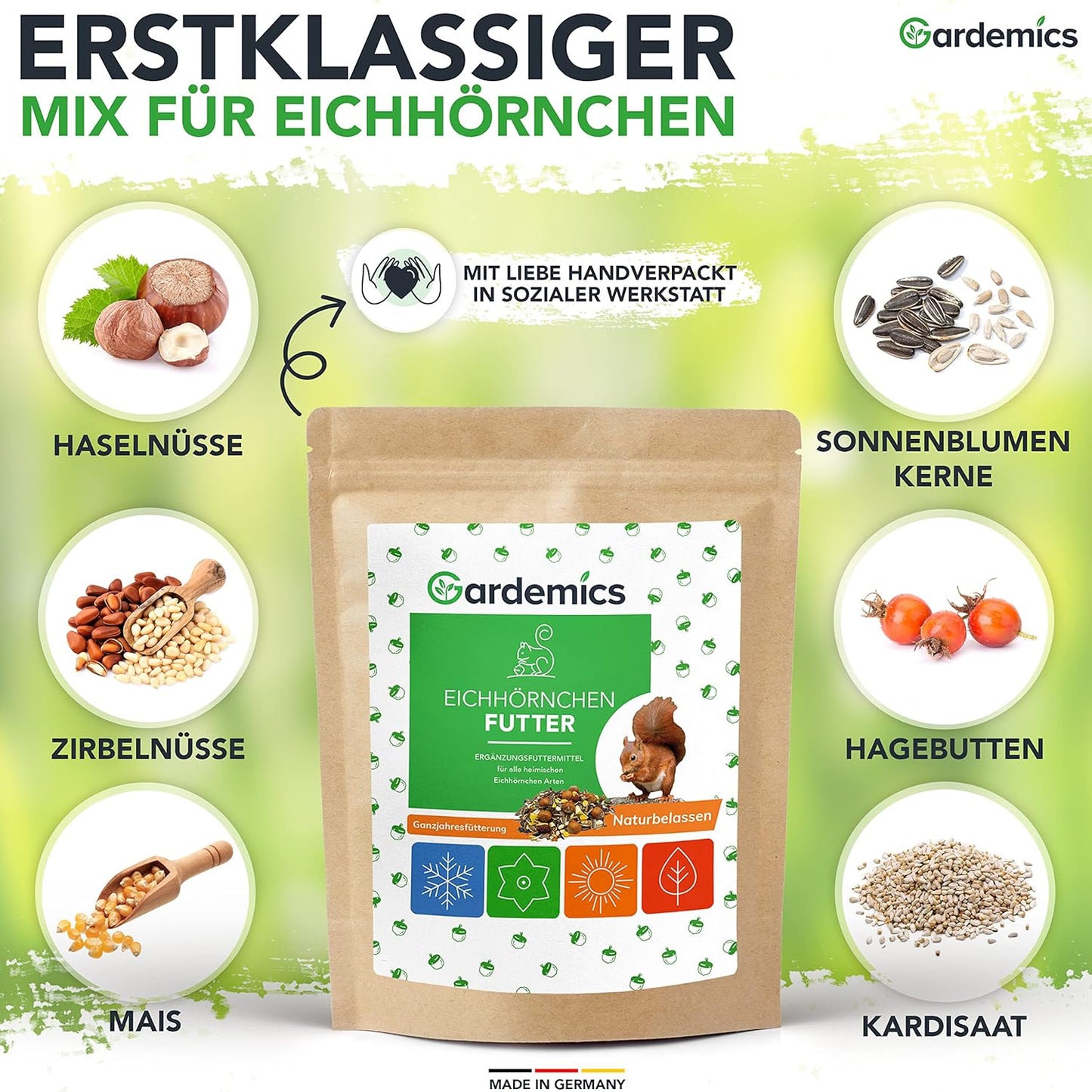 Eichhörnchenfutter mit Haselnüssen (2 kg), 2 kg (1er Pack)