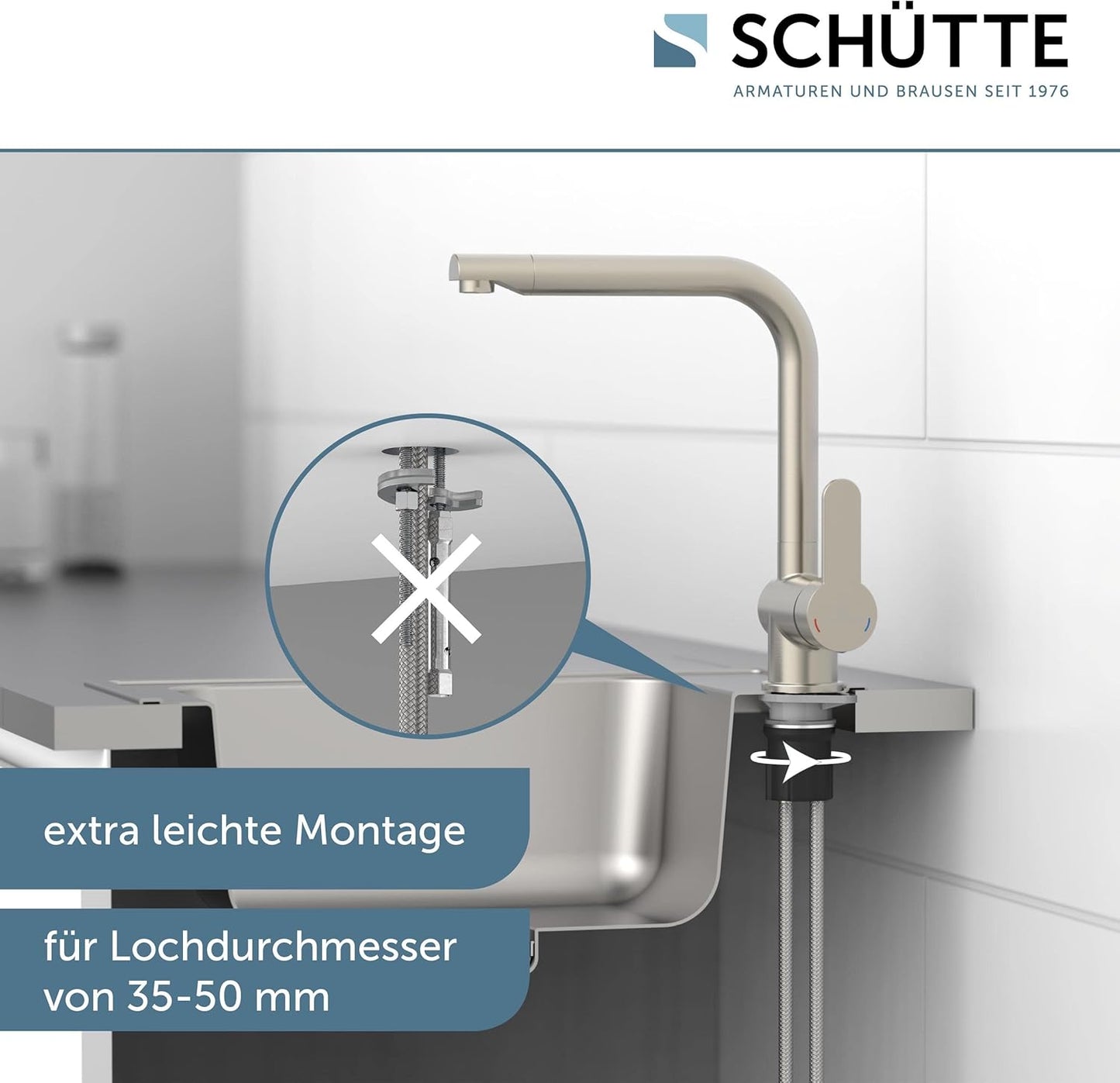 360° Schwenkbare Küchenarmatur für Spülen, Edelstahloptik