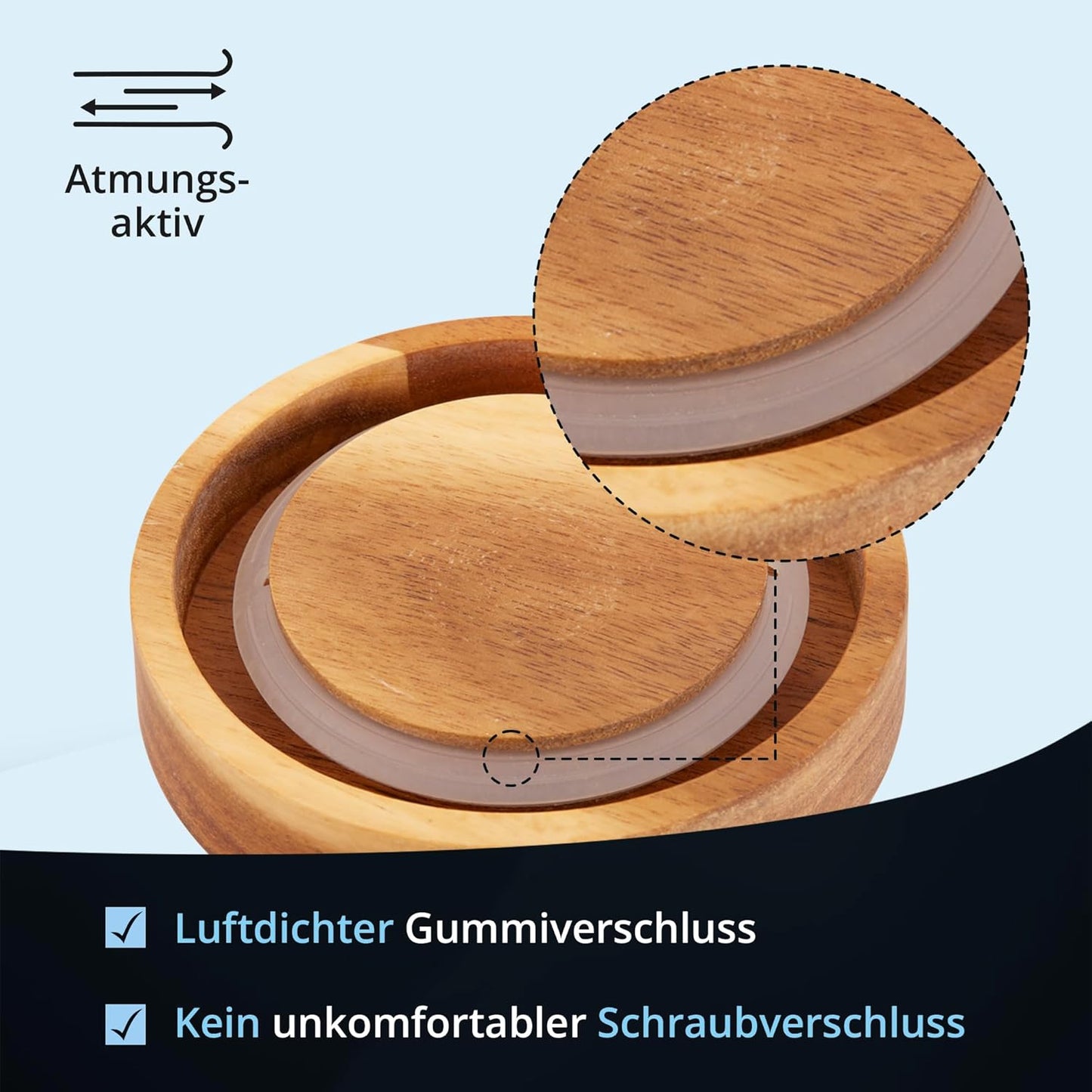 Luftdichte Kaffeedose mit Holzdeckel, Kaffee