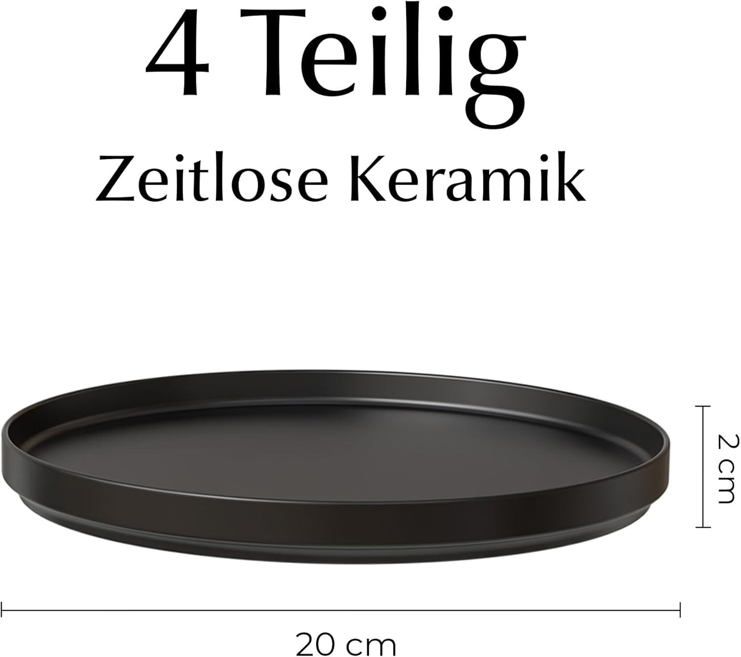 Kuchenteller-Set, Schwarz Kleine Teller (4x)