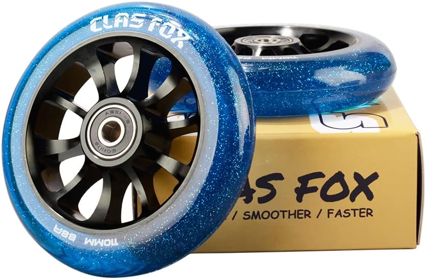 Stunt Scooter Rollen-Set mit ABEC-9 Kugellager (2 Stück), Transparent Blau