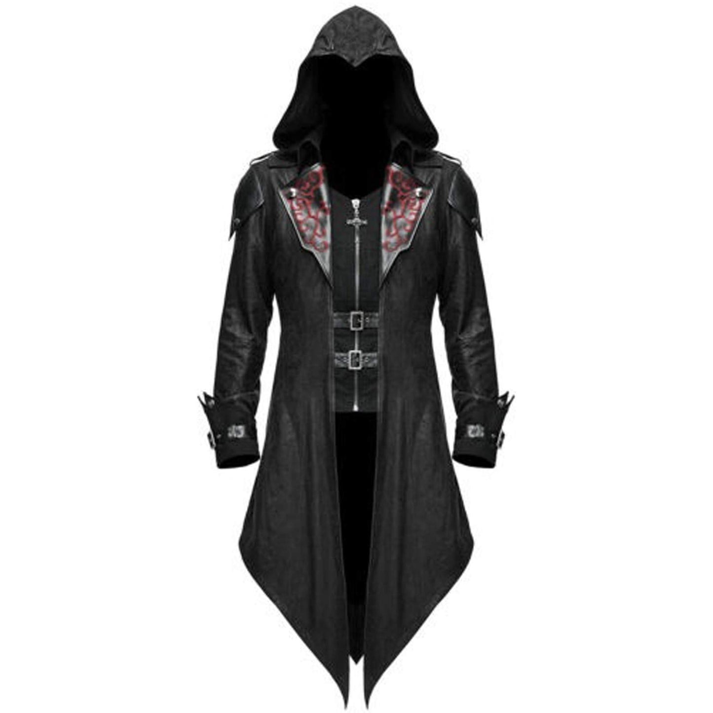 Vintage Steampunk Cosplay Jacke mit Kapuze, Schwarz S