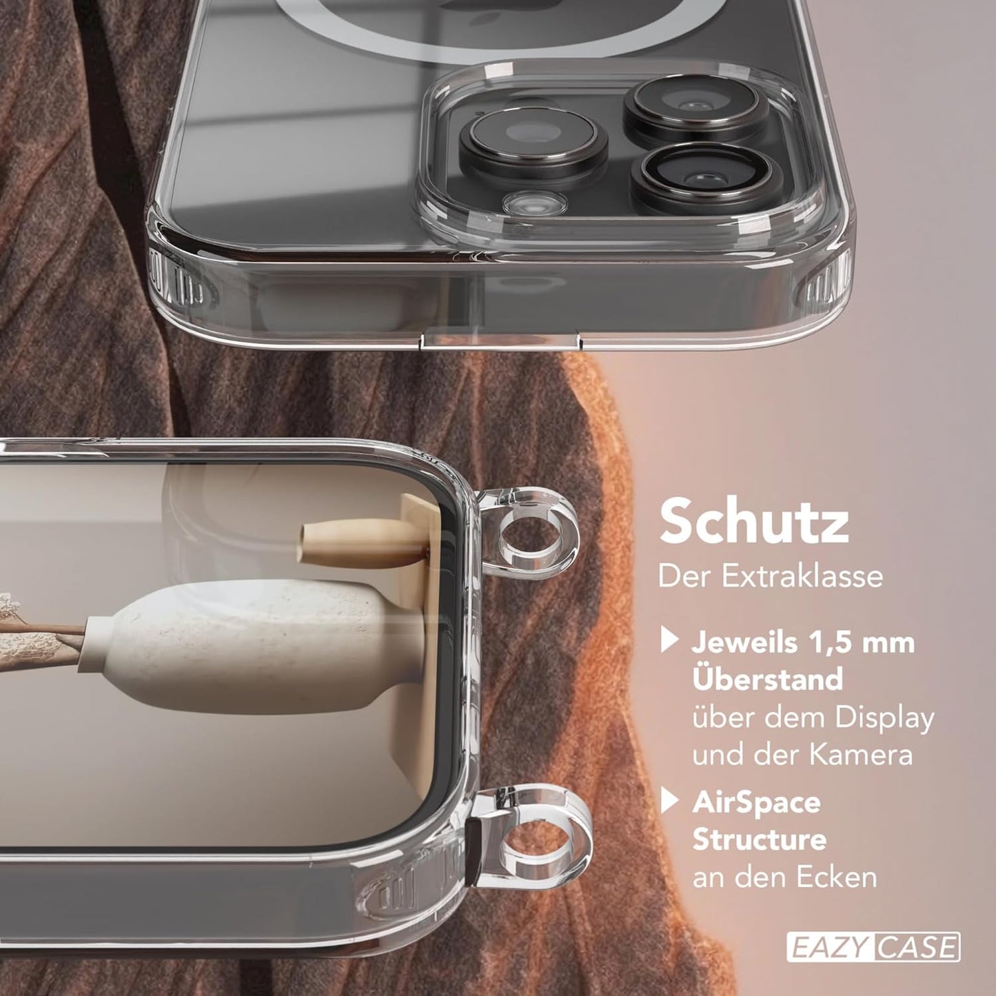 Handykette für iPhone 16 Pro, Schwarz iPhone 16 Pro