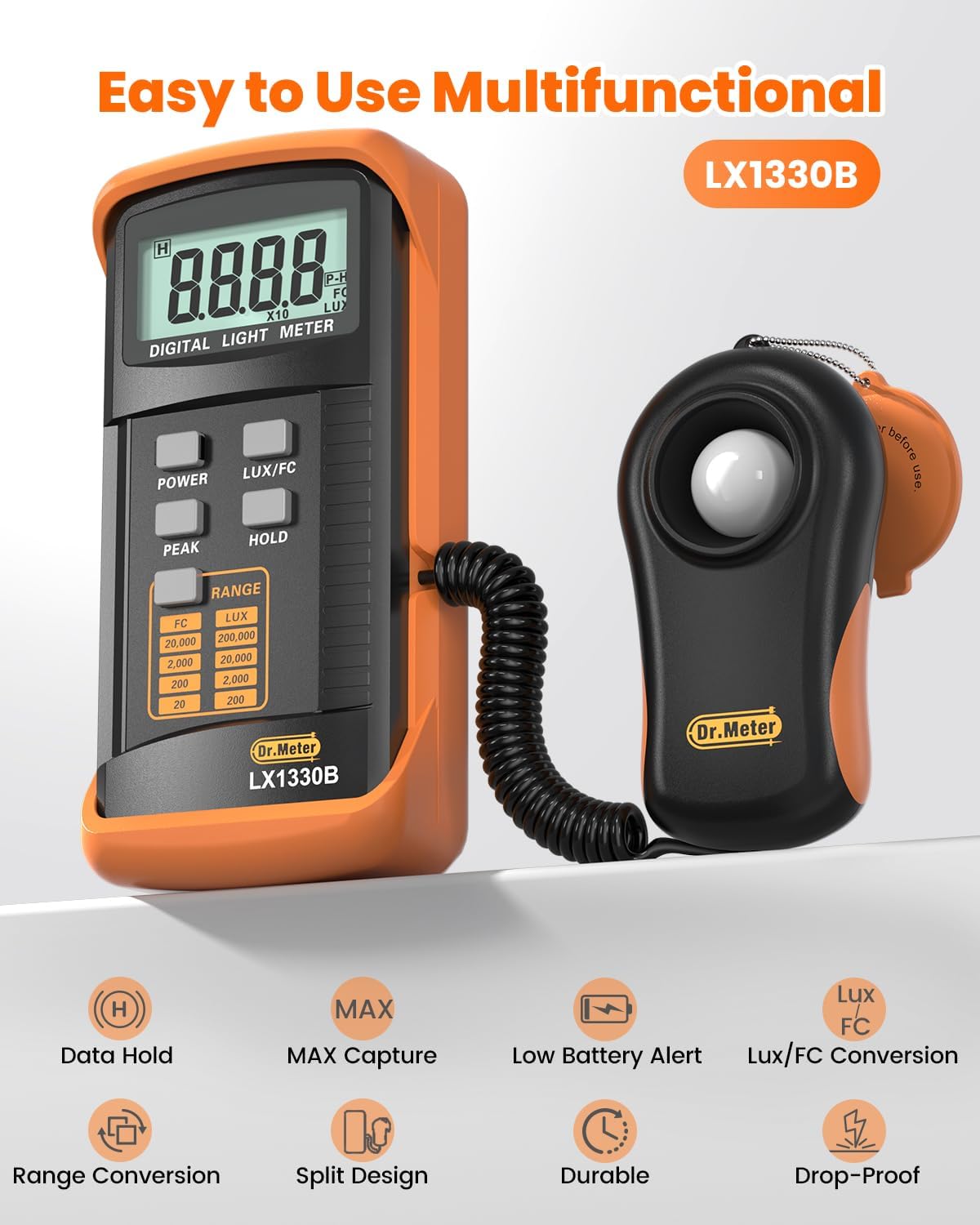 LX1330B Digital Luxmeter mit 360° Sensor