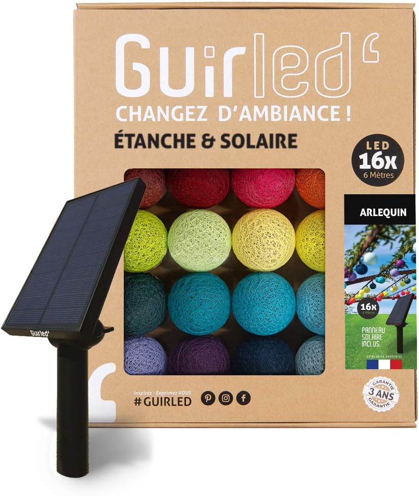 Aussengirlande mit Lichtkugeln, Arlequin ; 16 Kugeln