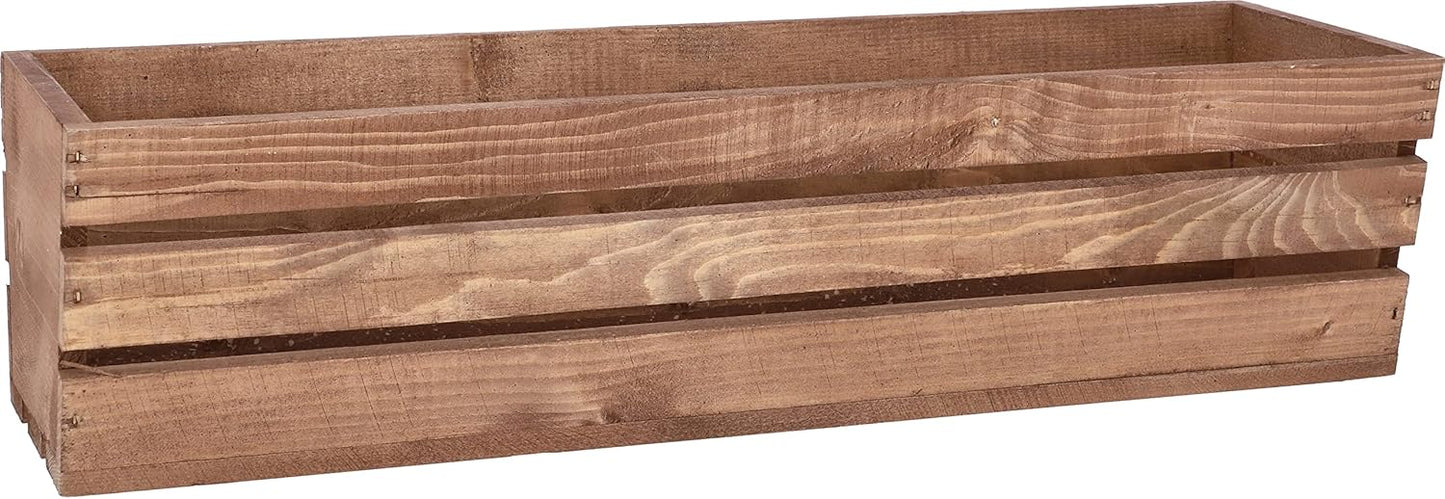 Holzblumenkasten mit Kunststoffeinsatz, Braun 60 x 18 x 15 cm
