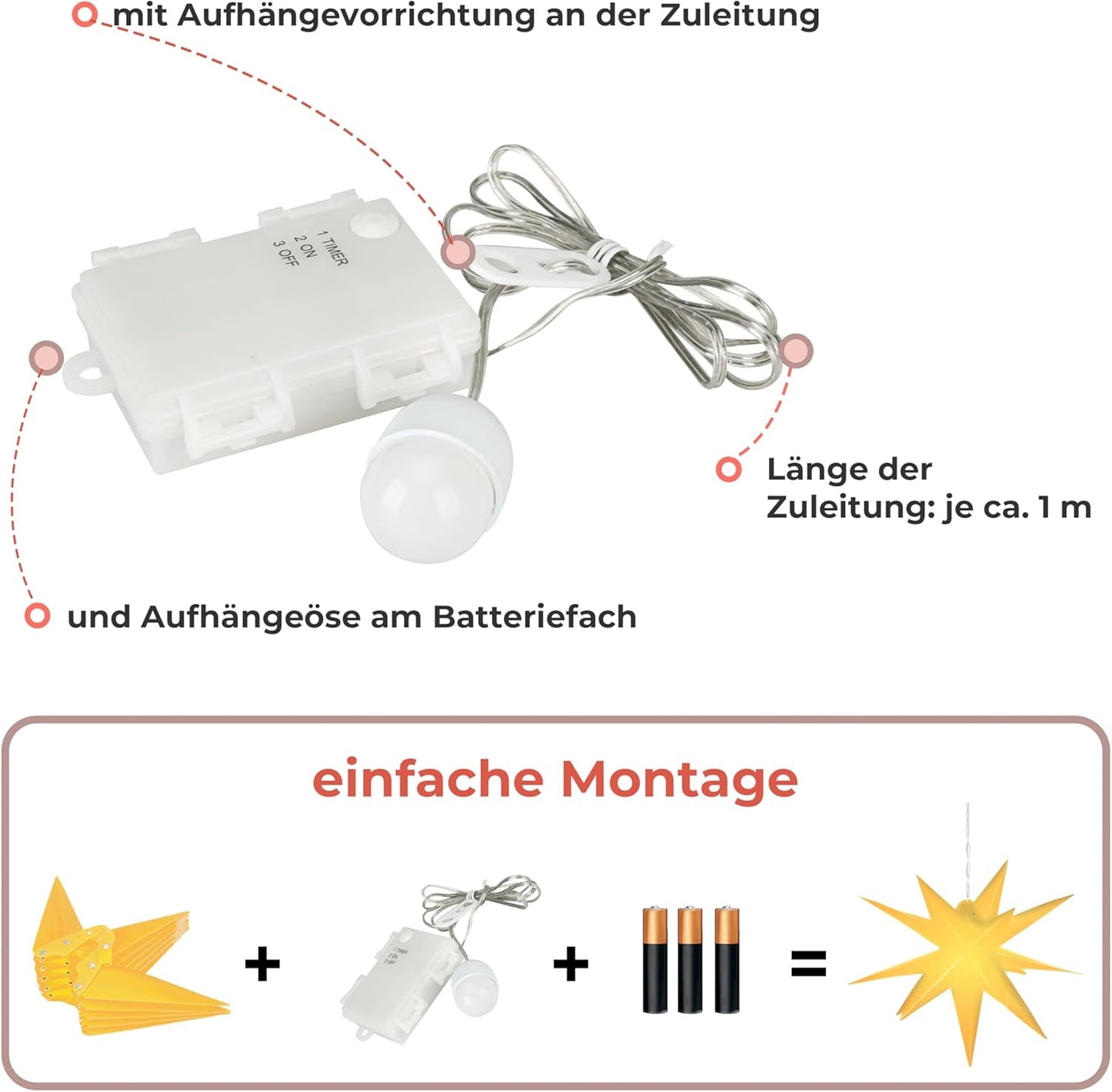 Leuchtstern, Zum Aufhängen Gelb