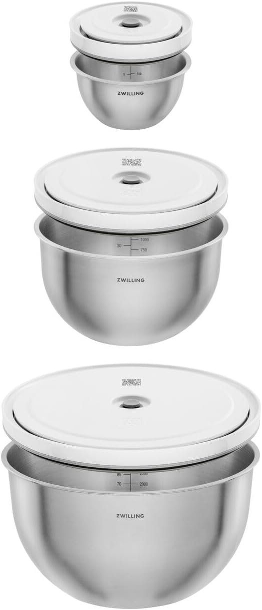 6tlg. Fresh & Save Bowls Vakuumschüssel Set, Set Edelstahl m. Deckel