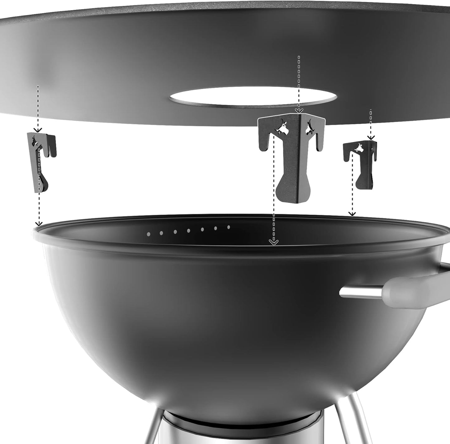 3-teiliges Abstandshalter Set für Grillring, Abstandshalter 3er Set
