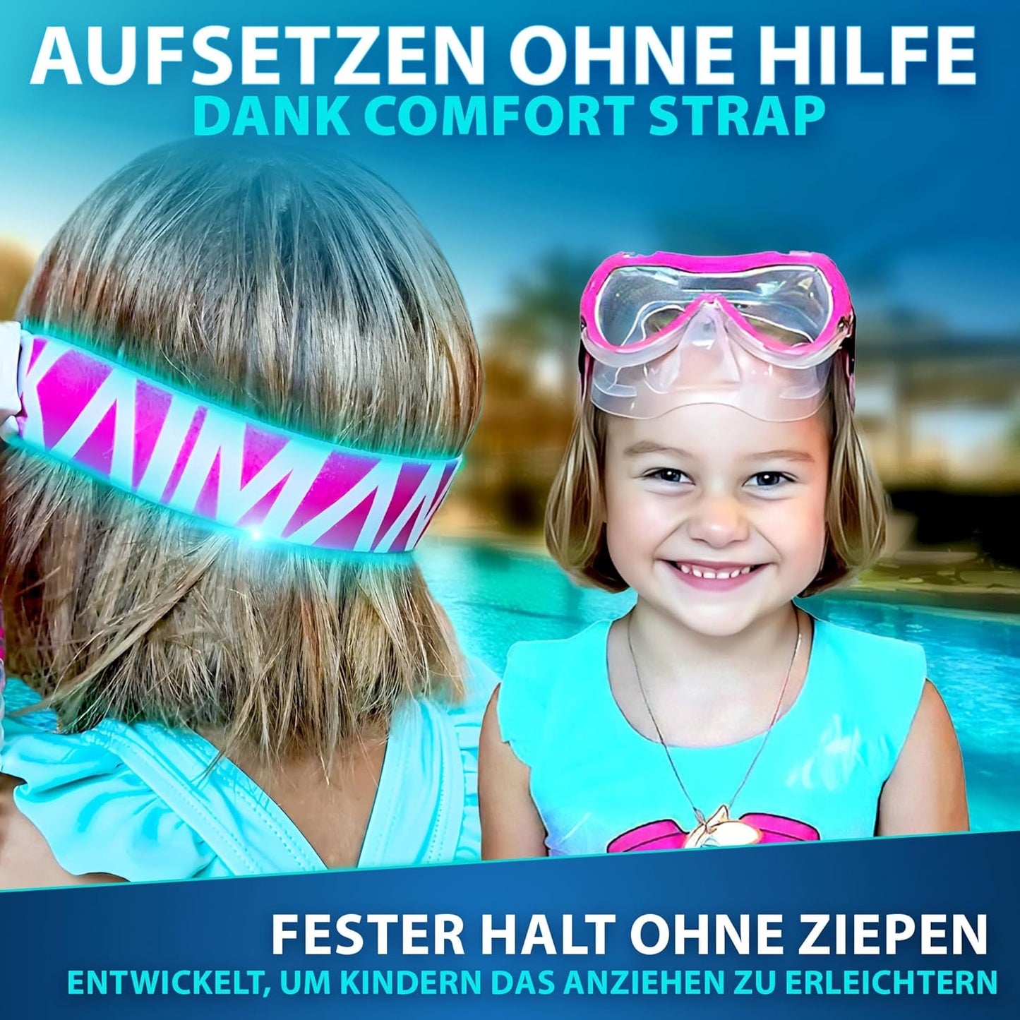 SeaExplorer - Taucherbrille für Kinder, Taucherbrille Pink|Comfort-Strap