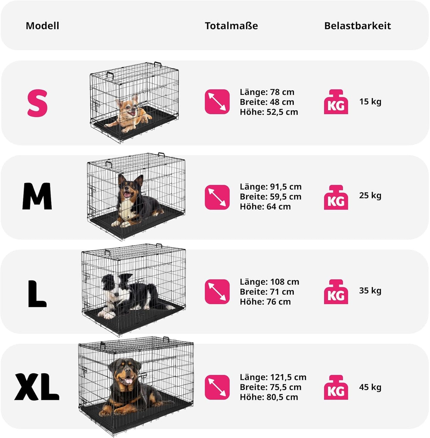 Faltbare Hundetransportbox, L 78 x B 48 x H 53 cm