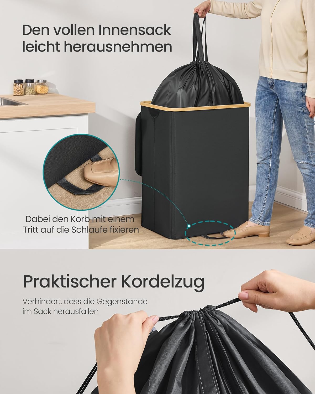 Pfandflaschen-Sammelbehälter, 135 L, Tintenschwarz + Naturbeige 135 L