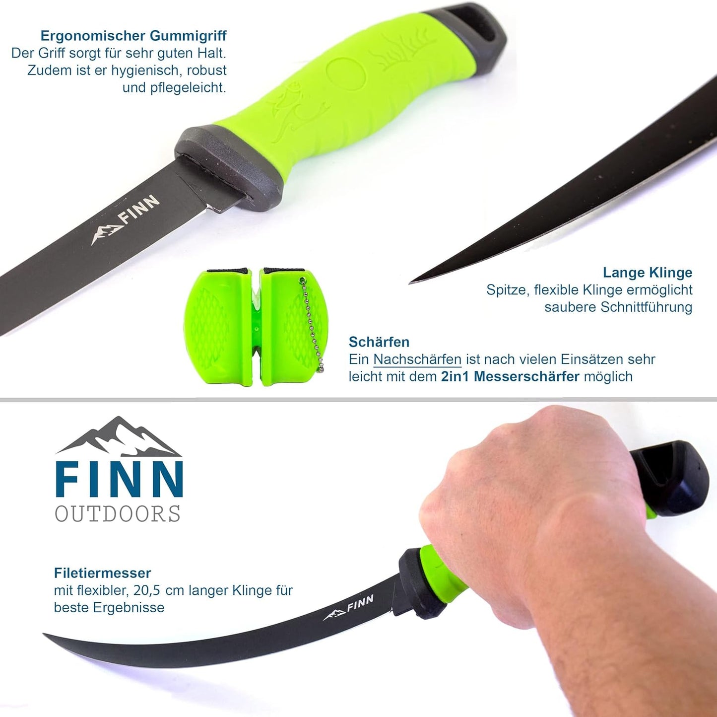 Filetiermesser-Set, grün