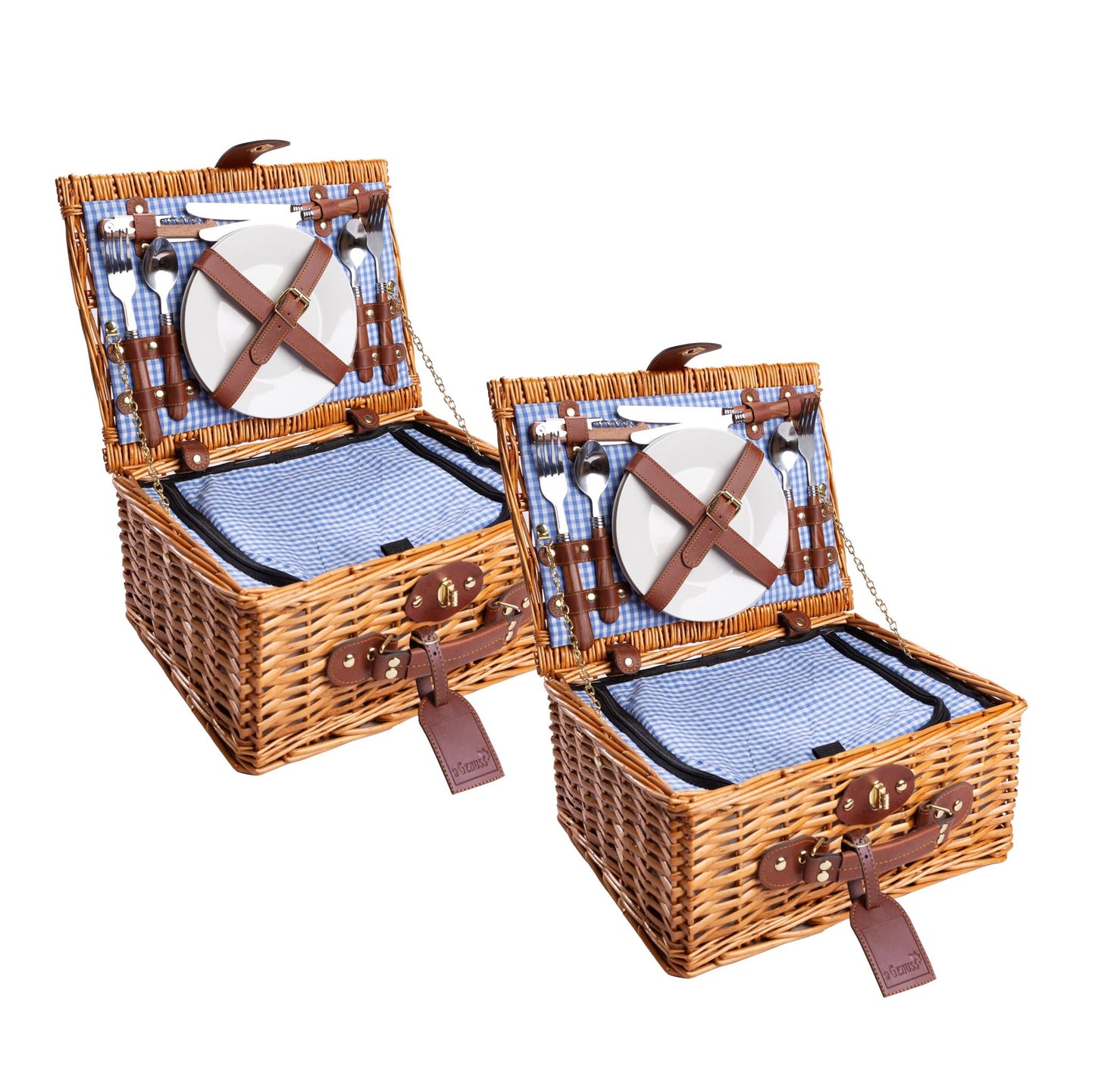 2 Picknickkörbe für 2 Personen, 2 Körbe für 2 Personen | Blau