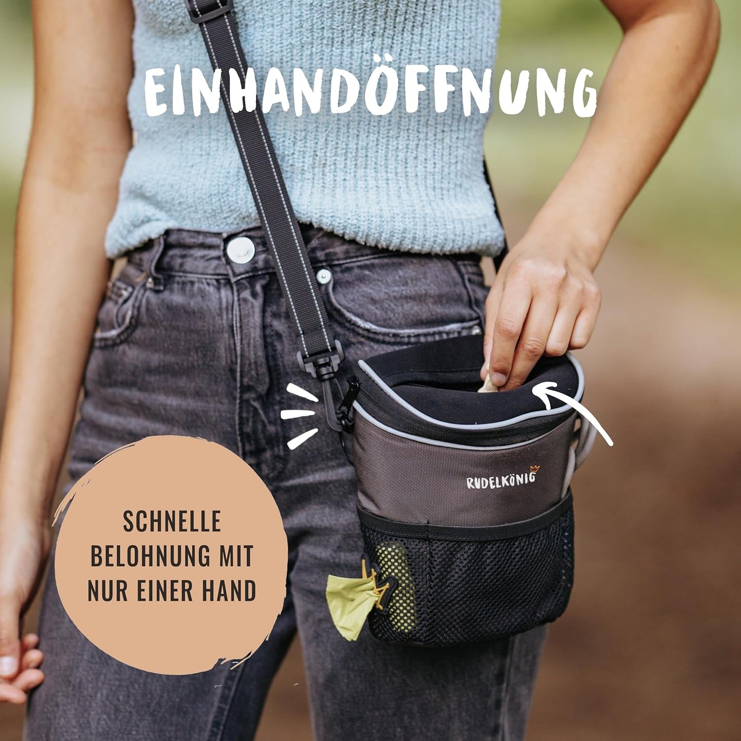 Leckerlitasche mit Kotbeutelspender, Basic Grau