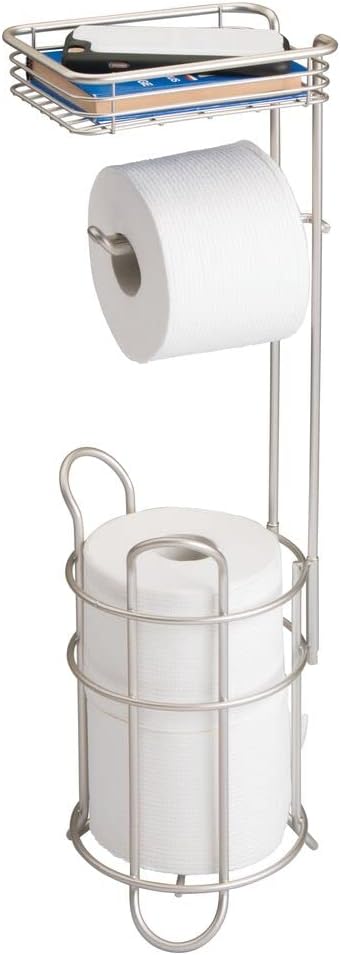 Toilettenpapierhalter mit Regal, Mattsilberfarben