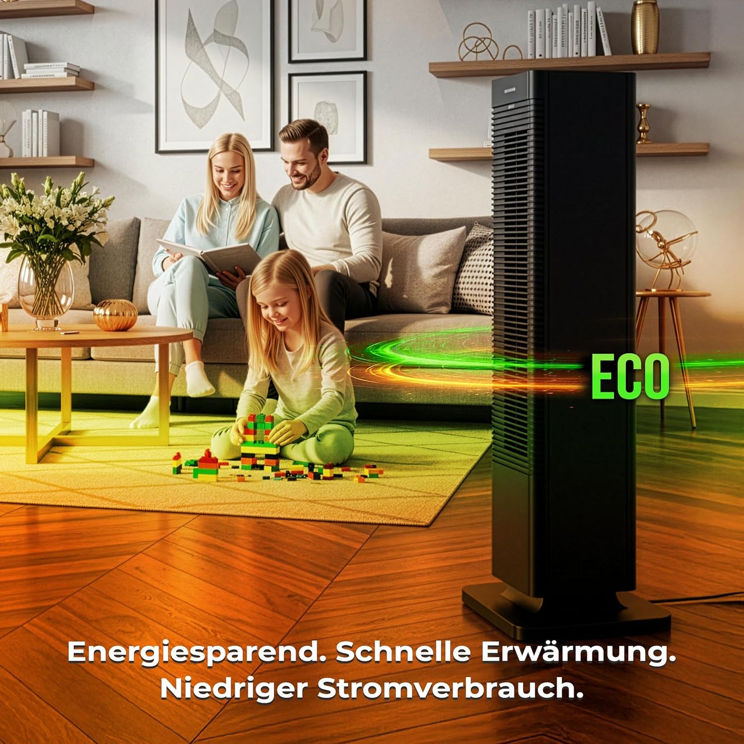2in1 Turmventilator & Heizlüfter mit Fernbedienung, Coolheat