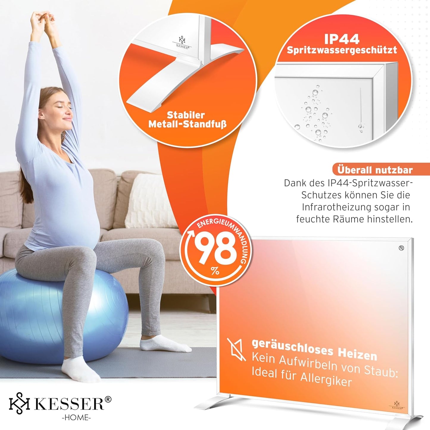 Infrarotheizung mit App-Steuerung, 350W